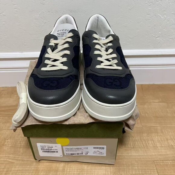 Gucci GG Lace Up Sneaker Grey Blue - Picture 1 of 7